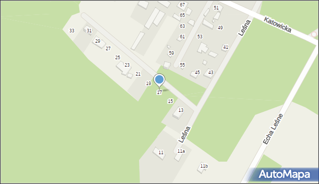 Księżak, Katowicka, 17, mapa Księżak