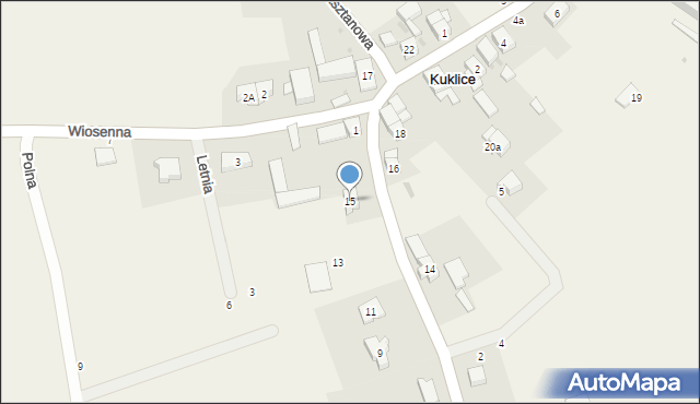 Kuklice, Kasztanowa, 15, mapa Kuklice