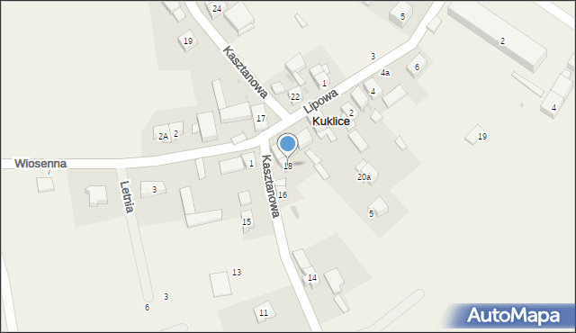 Kuklice, Kasztanowa, 18, mapa Kuklice