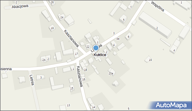 Kuklice, Kasztanowa, 20, mapa Kuklice