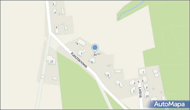 Kulice, Kasztanowa, 8A, mapa Kulice