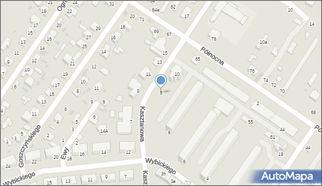 Kutno, Kasztanowa, 8, mapa Kutno