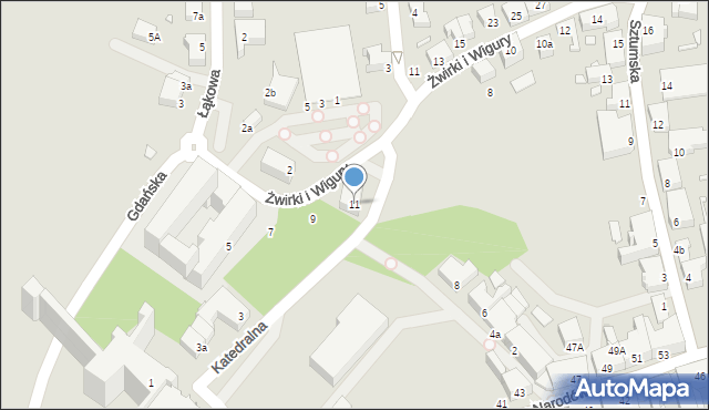 Kwidzyn, Katedralna, 11, mapa Kwidzyn