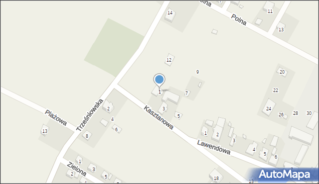 Łagówek, Kasztanowa, 1, mapa Łagówek