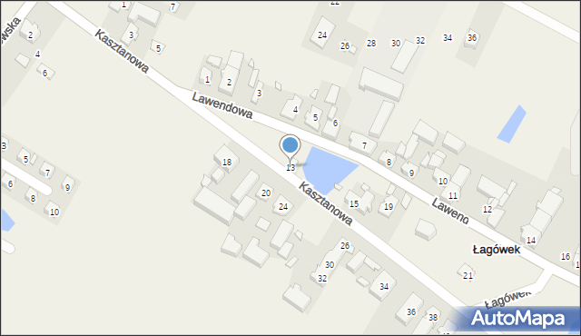 Łagówek, Kasztanowa, 13, mapa Łagówek