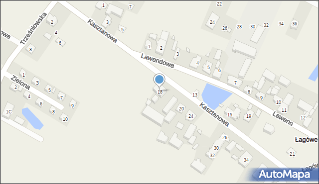 Łagówek, Kasztanowa, 18, mapa Łagówek