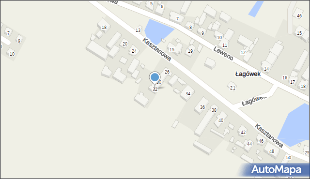 Łagówek, Kasztanowa, 32, mapa Łagówek