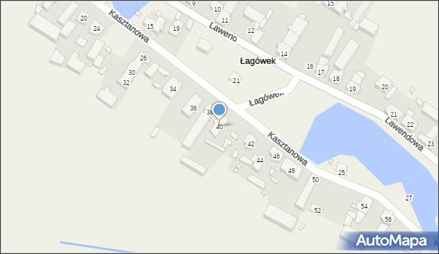 Łagówek, Kasztanowa, 40, mapa Łagówek