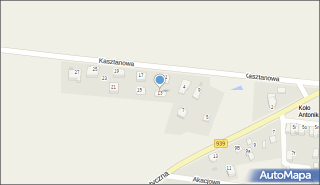 Łąka, Kasztanowa, 13, mapa Łąka