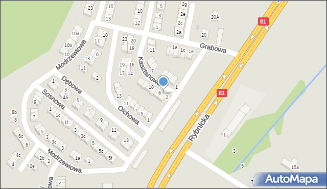 Łaziska Górne, Kasztanowa, 4, mapa Łaziska Górne