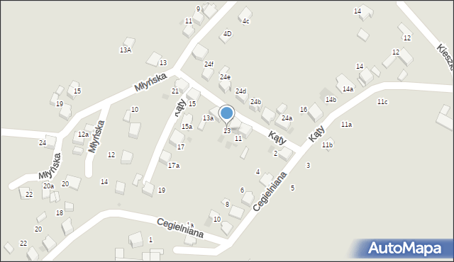 Łaziska Górne, Kąty, 13, mapa Łaziska Górne