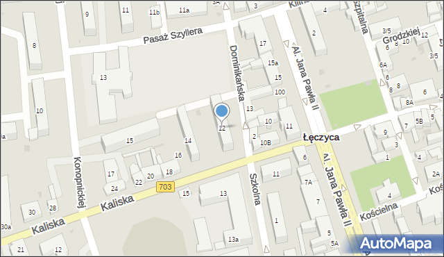 Łęczyca, Kaliska, 12, mapa Łęczyca