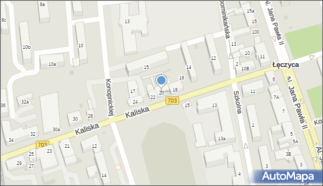 Łęczyca, Kaliska, 20, mapa Łęczyca