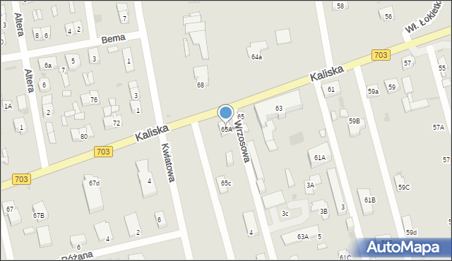 Łęczyca, Kaliska, 65A, mapa Łęczyca