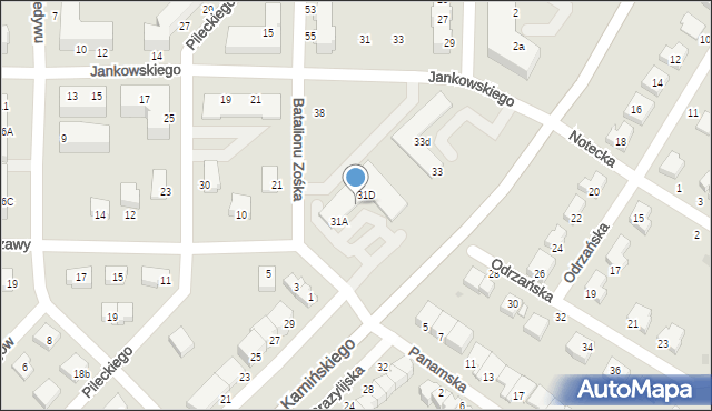 Legnica, Kamińskiego Aleksandra, dh., 31C, mapa Legnicy