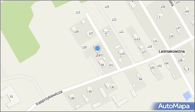 Leśniakowizna, Kasprzykiewicza, 103, mapa Leśniakowizna