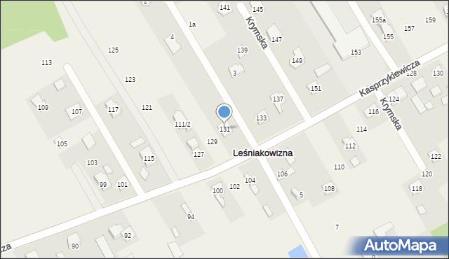 Leśniakowizna, Kasprzykiewicza, 131, mapa Leśniakowizna