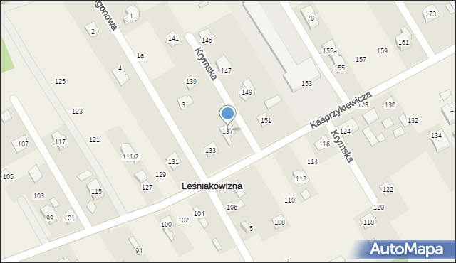 Leśniakowizna, Kasprzykiewicza, 137, mapa Leśniakowizna