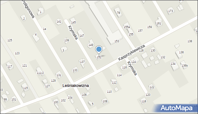 Leśniakowizna, Kasprzykiewicza, 151, mapa Leśniakowizna