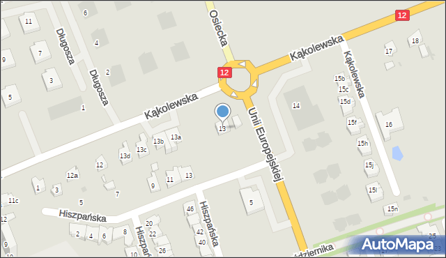 Leszno, Kąkolewska, 13, mapa Leszno