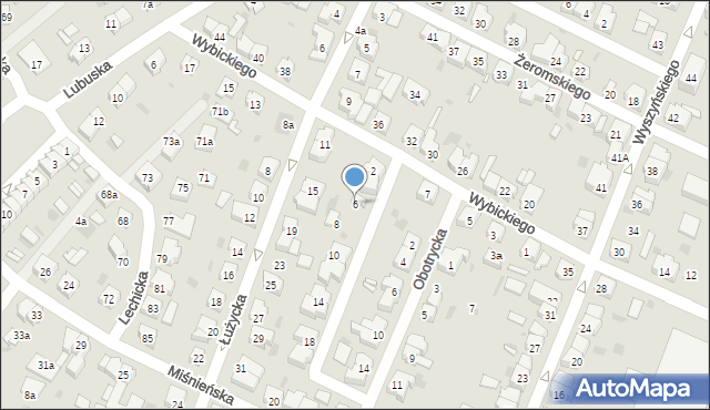 Leszno, Kaszubska, 6, mapa Leszno