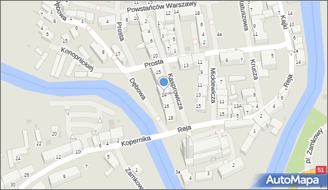 Lidzbark Warmiński, Kasprowicza Jana, 14, mapa Lidzbark Warmiński