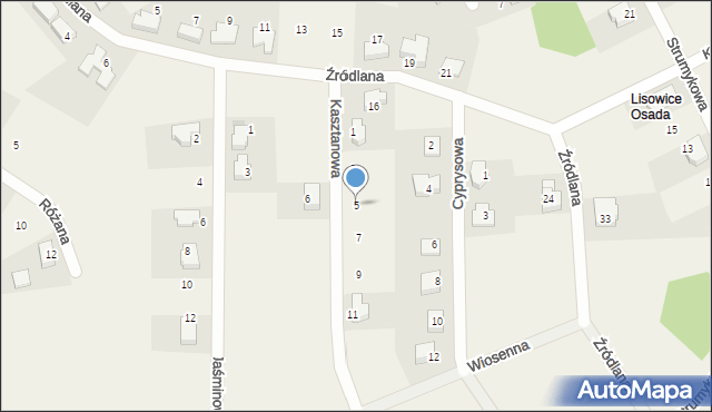 Lisowice, Kasztanowa, 5, mapa Lisowice