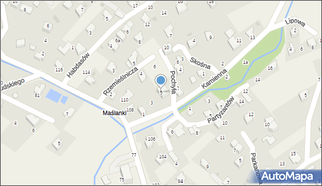 Łodygowice, Kamienna, 5, mapa Łodygowice