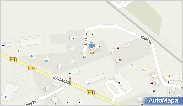 Łodygowice, Kaniów, 37a, mapa Łodygowice