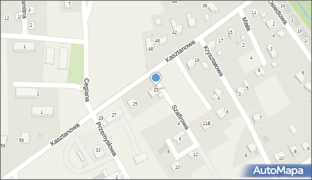 Łodygowice, Kasztanowa, 23, mapa Łodygowice