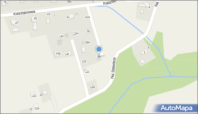 Łodygowice, Kasztanowa, 39c, mapa Łodygowice