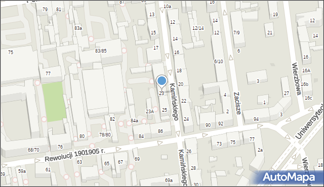 Łódź, Kamińskiego Aleksandra, hm., 23, mapa Łodzi