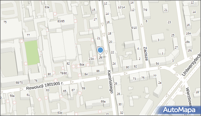 Łódź, Kamińskiego Aleksandra, hm., 25, mapa Łodzi