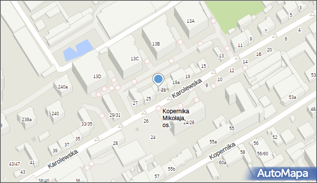 Łódź, Karolewska, 23, mapa Łodzi