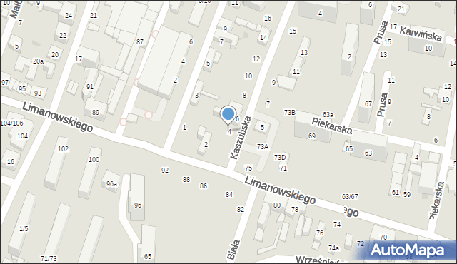 Łódź, Kaszubska, 4, mapa Łodzi