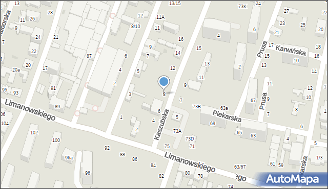 Łódź, Kaszubska, 8, mapa Łodzi