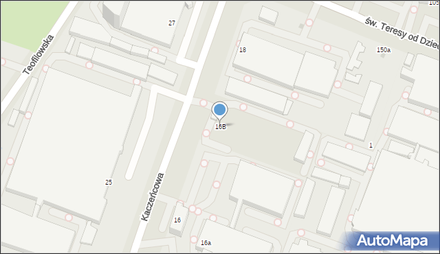 Łódź, Kaczeńcowa, 16B, mapa Łodzi