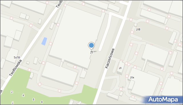 Łódź, Kaczeńcowa, 25, mapa Łodzi