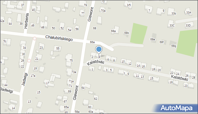 Łódź, Kalatówki, 4, mapa Łodzi