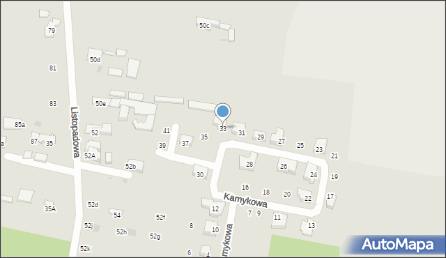 Łódź, Kamykowa, 33, mapa Łodzi