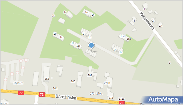 Łódź, Kasprowicza Jana, 1zg, mapa Łodzi