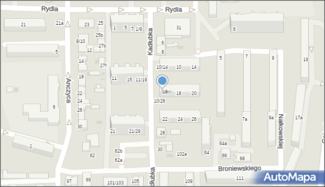 Łódź, Kadłubka Wincentego, bp., 16/20, mapa Łodzi