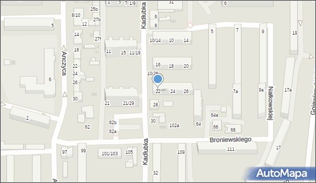 Łódź, Kadłubka Wincentego, bp., 22, mapa Łodzi