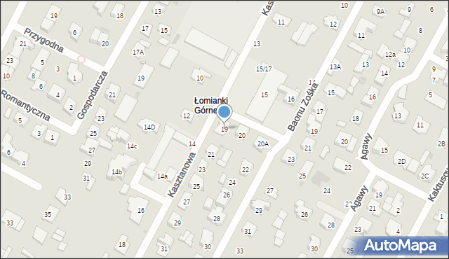 Łomianki, Kasztanowa, 19, mapa Łomianki
