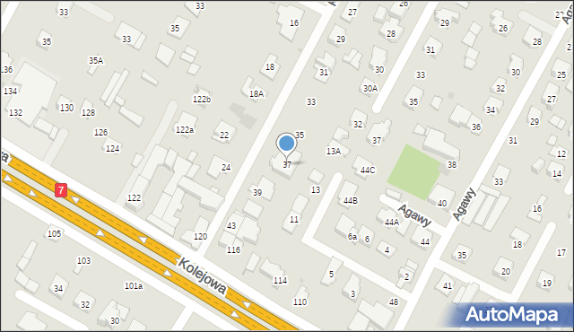 Łomianki, Kasztanowa, 37, mapa Łomianki