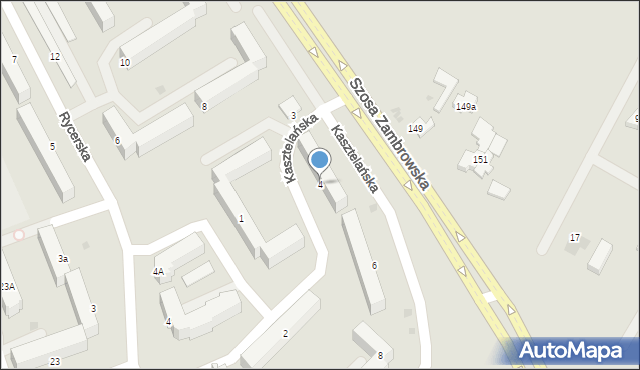 Łomża, Kasztelańska, 4, mapa Łomży