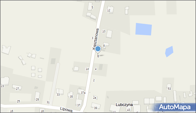 Lubczyna, Kasztanowa, 6, mapa Lubczyna