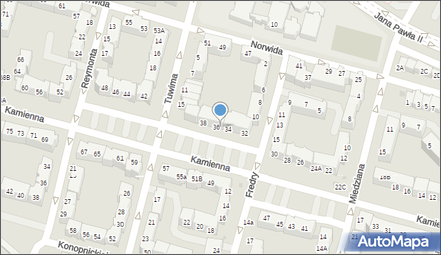 Lubin, Kamienna, 36A, mapa Lubin