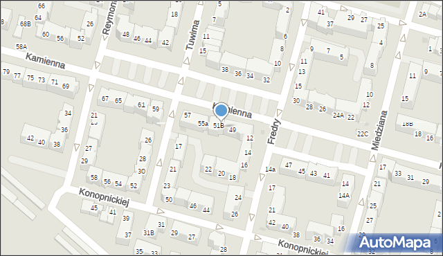 Lubin, Kamienna, 51A, mapa Lubin