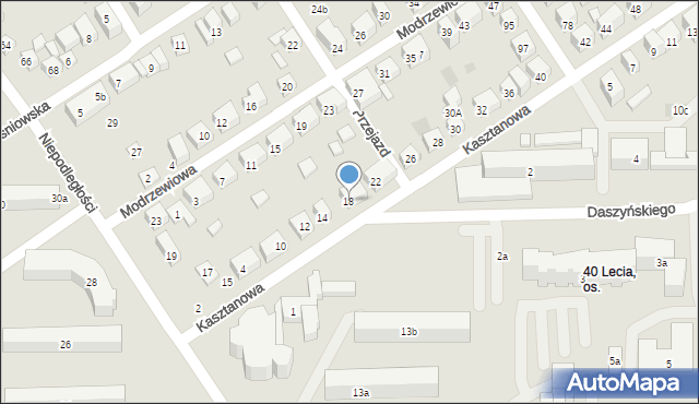 Lublin, Kasztanowa, 18, mapa Lublina